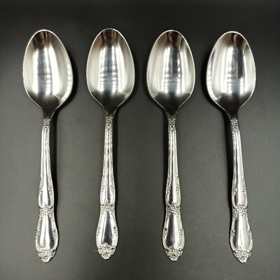 Wm A Rogers Oneida Fenway aka Daydream 4 Dinner Spoons Stainless Flatware