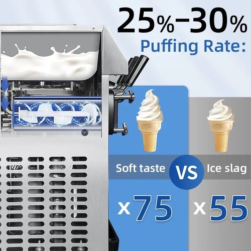 VEVOR molle Machine à glace 18-20 L/h Machine à crème glacée 3 parfums Ice Cream - Foto 12 di 16