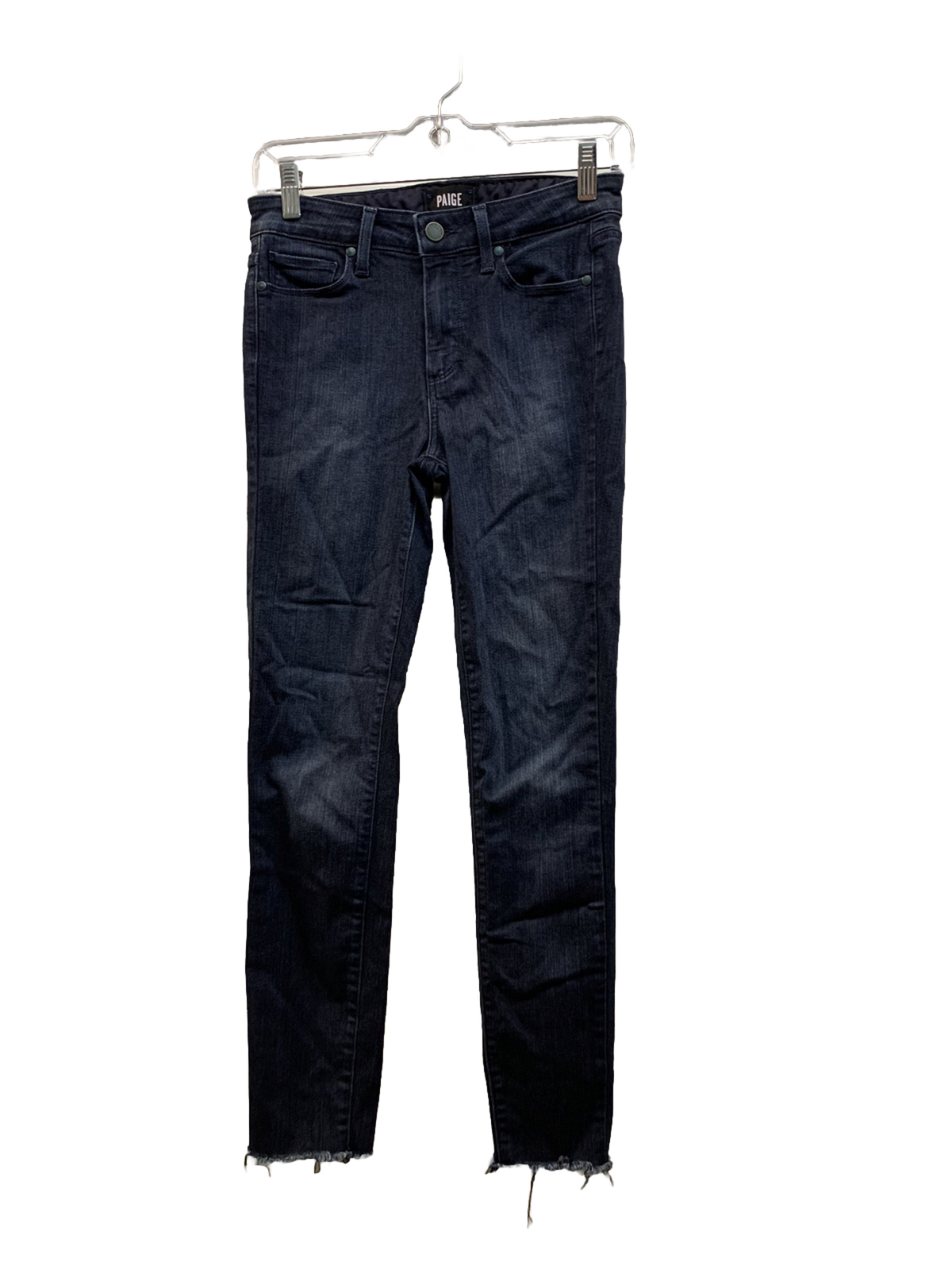 Womens Paige Hoxton Ankle Blue Stretch Denim Jeans 25 x 26.5 Raw Hem