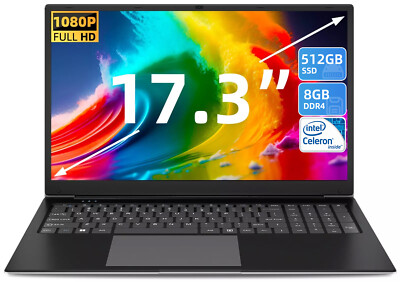 SGIN 17.3 Zoll Laptop Dual Core Prozessor 8 GB RAM 512GB SSD Windows 11 Home