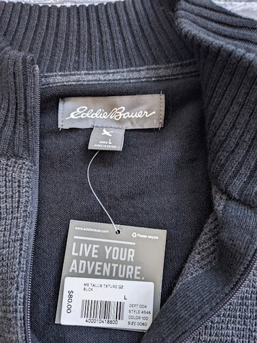 Eddie Bauer Men's Large Mr Talus Black Pullover NWT - Picture 3 of 8