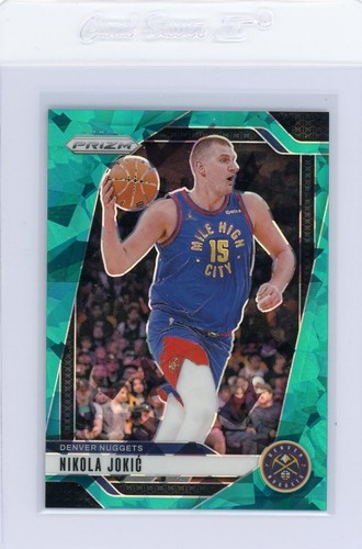 2024-25 Prizm Basketball #129 NIKOLA JOKIC Teal Cracked Ice /225 Denver Nuggets