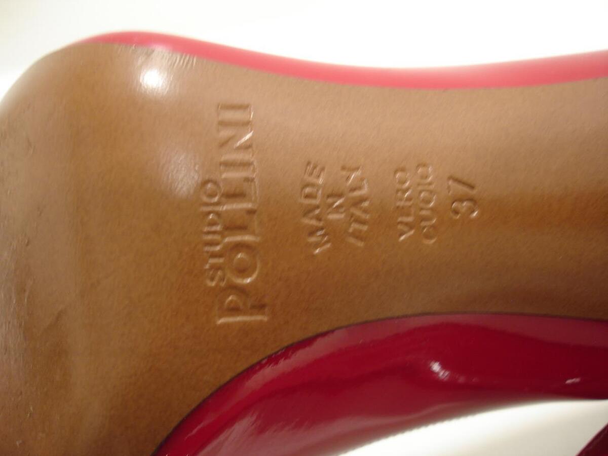 Women's 6 6.5 37 Pollini Studio Red Patent Leather High Heel Women's 6 6.5 37 Pollini Studio Red Patent Leather High Heel
