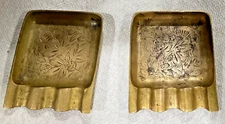 2 VTG hand made, etched brass ashtrays India