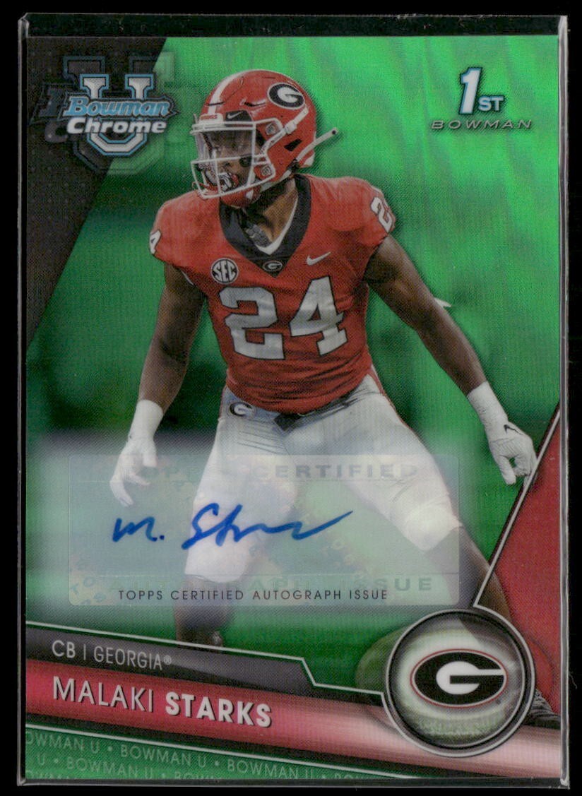 2023 Bowman Chrome U Football 1st Bowman Auto Green /99 Malaki Starks