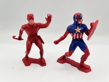Vintage Louis Marx Daredevil & Captain America Marvel Action Figure Lot Of 2