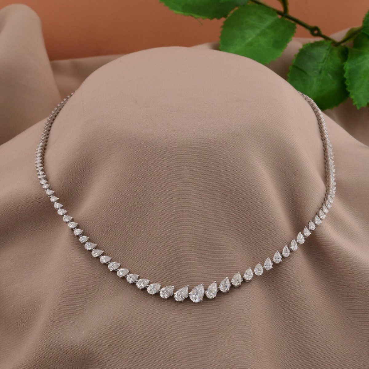 7.13 Ct Lab Grown CVD Diamond Tennis Necklace for Women 18k White