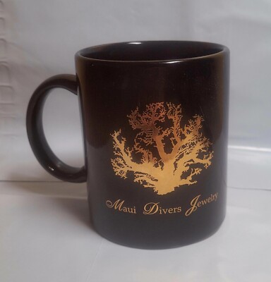 Maui Divers Jewlery Coffee Cup Mug Collectible Vintage Black Gold Free Shipping