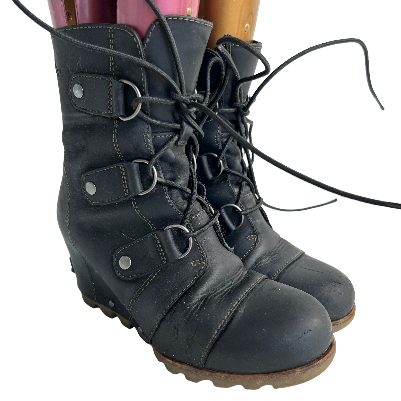 Sorel wedge boots black leather Joan of 