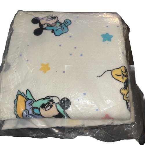 Vintage Mickey Mouse Baby Blanket Acrylic Polyester Trim 36” x 45” Beacon USA - Picture 2 of 2