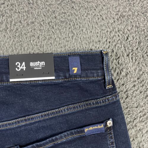 7 For All Mankind Jeans Herren 34x34 Blau Austyn Relaxed Fit Dark Wash Stretch Neu mit Etikett - Bild 12 von 18