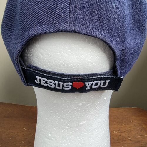 Bible Man of Faith I ❤️ Jesus God Blue Embroidered Cap Hat Christian - Picture 4 of 8