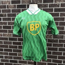 Vintage Lanzera Soccer Green BP British Petroleum Gas Logo Jersey Made In USA L