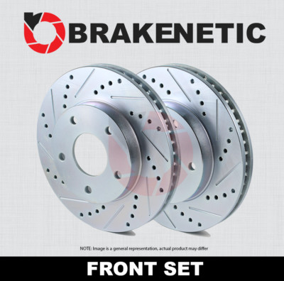 FRONT SET BRAKENETIC Sport Drilled Slotted Brake Rotors Supra