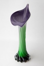 CALLA LILY BLOWN ART GLASS 11.5  TALL VASE