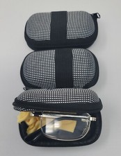 3 Foldable Reading Glasses Silver Frame Men Women Easy Carry W/ Small CRACK/CHIP