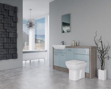 BATHROOM FITTED FURNITURE 1500MM DUCK EGG BLUE GLOSS / DRIFTWOOD D2 - BATHCABZ