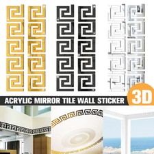 50X Acrylic DIY Mirror Tile Wall Sticker Removable Decal Self Adhesive Art Decor