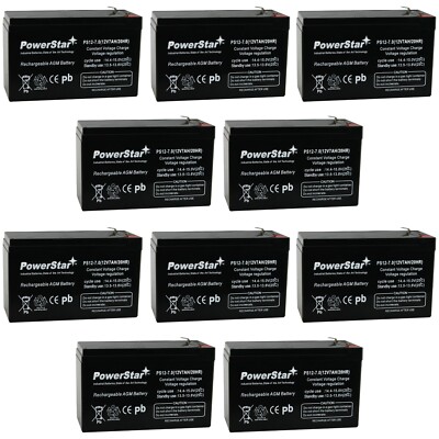 PowerStar 12V 7AH AGM F2 Battery Compatible with Exide OneUPS - 10 Pack