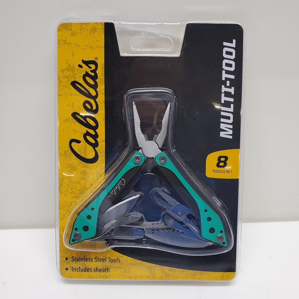 B Cabela's 8 Tools in 1 MultiTool Stainless Steel with Sheath Sealed