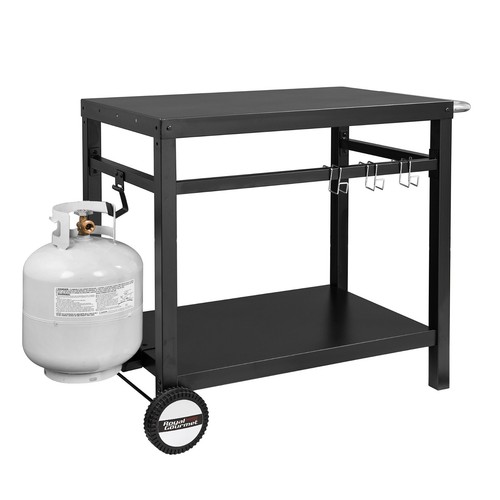 Royal Gourmet Double-Shelf Movable Dining Cart Table with Cylinder Hook and Base - Picture 11 of 11