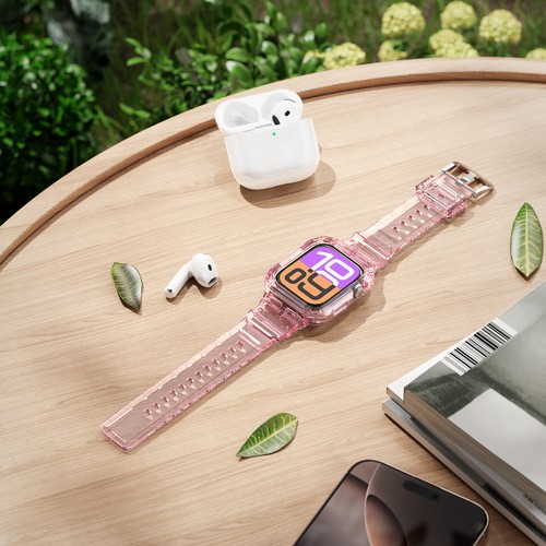 Crystal Clear Sporty Case + Adjustable Strap Band for iWatch Series 10 42/46mm - Picture 13 of 44