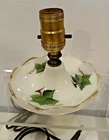 Vintage White Hand Painted Boudoir Table lamp 1950's white milk glass