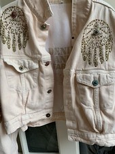 Lily Farouche Munich - Peach embellished Vintage Denim Jacket - L -