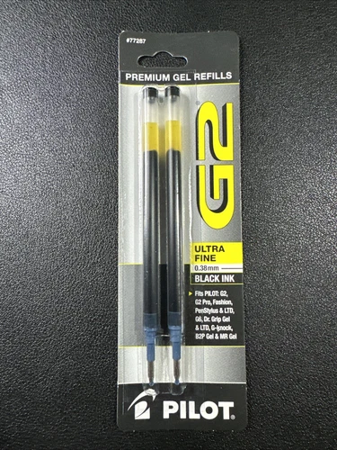 Pilot G2 GEL Ink Refill 2-pack for Rolling Ball Pens Ultra Fine Point Black