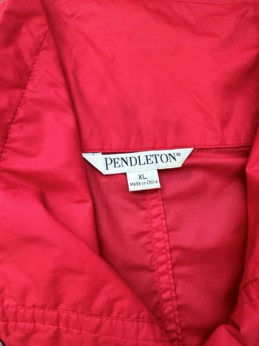 Pendleton Red Lightweight Nylon Windbreaker Jacket Roll Tab Sleeves Size XL - Picture 5 of 8