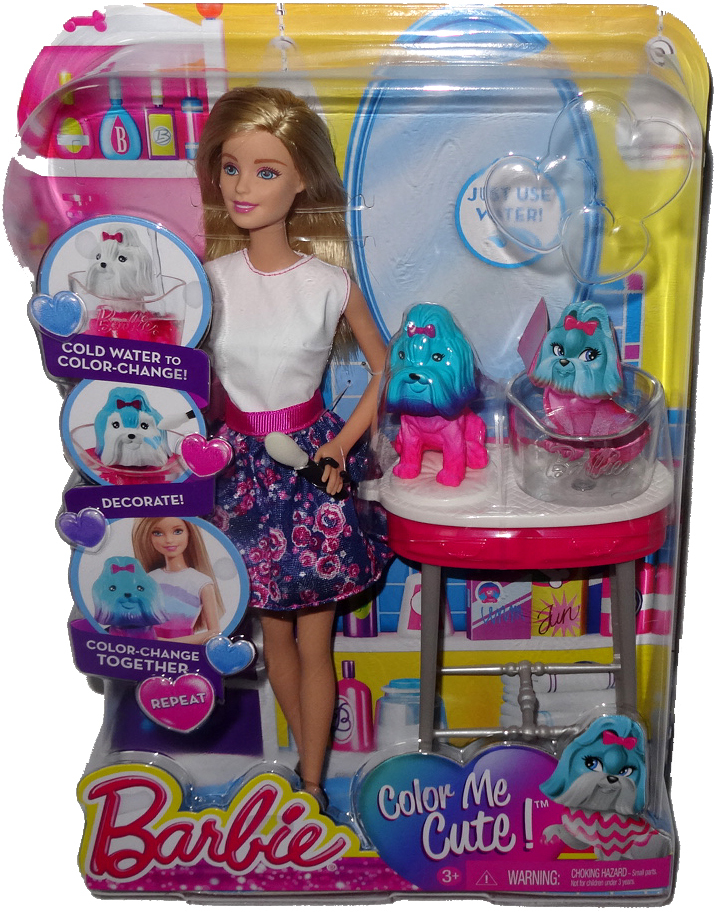 Barbie Color Me Cute Doll & Puppy Dog Figure Set MIB Mattel Toy #CFN40 Playset