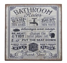 Bathroom Rules Funny Toilet Sign Shelf Sitter Wall Art Door Decor Print 5" x 5"