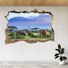 Elephants Kilimanjaro Jungle 3D Smashed View Wall Sticker Poster Decal A831