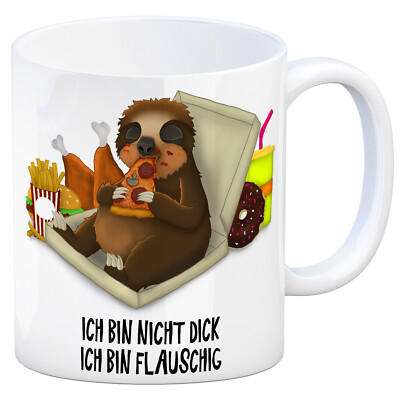 Kaffeebecher fressendes Faultier Diät Ich bin nicht dick ich bin flauschig