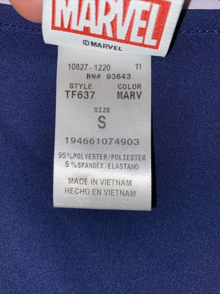 Marvel Avengers TooniForms Mens Captain Marvel Woman Scrubs Shirt,Large - Image 4 of 4