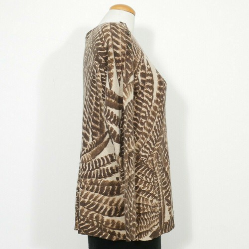 RALPH LAUREN Brown Feather Print Silk Cashmere Boat Neck Sweater M - Picture 5 of 5