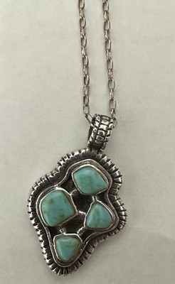 Barse 925 Sterling Silver Turquoise Mosaic Pendant Necklace 20  Italy Chain