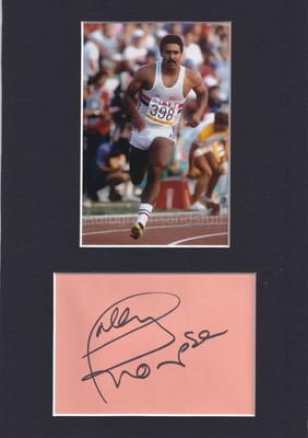 Daley Thompson HAND signed A4 Mount Autogramm, Olympia Decathlet