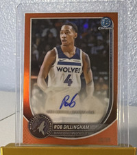 2025-26 Topps Bowman Rob Dillingham Orange Autograph /25 Minnesota Timberwolves