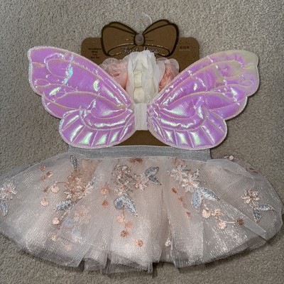 NEU MIT ETIKETT FIRST STEPS by STEPPING STONES rosa & pfirsich Tutu Stirnband Flügel Set 0-12M