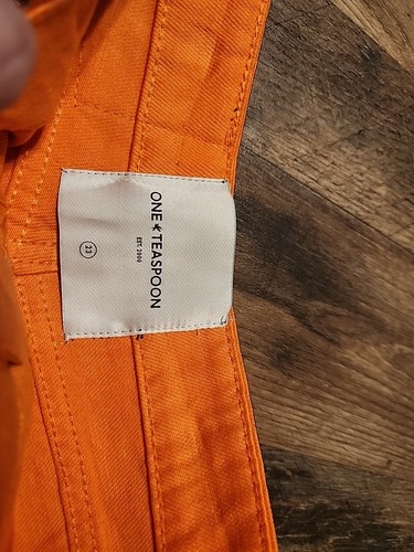 One Teaspoon NWT Lacquered Bonitas Low Waist Denim Shorts in Orange Laq Size 23 - Picture 9 of 11