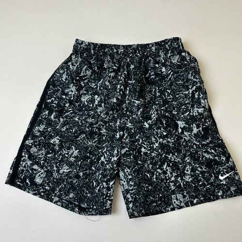 Nike Dri-FIT Workout Running Shorts Large Black Gray Marble Pattern Lightweight