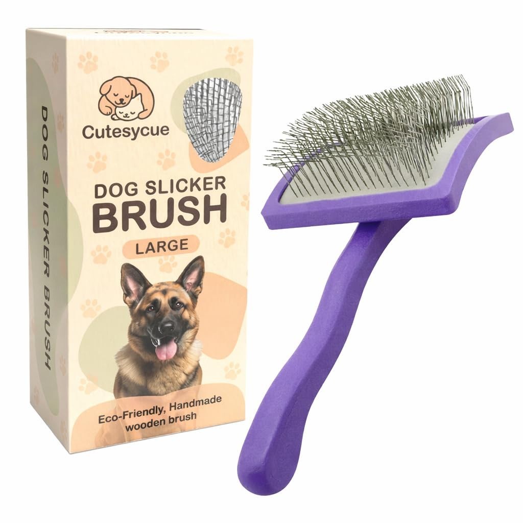 Gentle Dog Slicker Brush for Large Breeds – Removes Tangles & Mats, Eco-Friendly