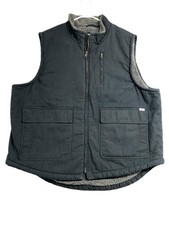 Lee Vest Mens 2XL Black Faux Sherpa Lined Canvas Workwear Zip Pockets Outdoor