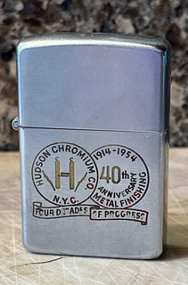 ZIPPO LIGHTER advertising HUDSON CHROMIUM CO N.Y.C. NY 40th Anniversary 1954