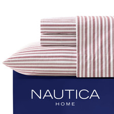 Nautica - Twin Sheets Cotton Percale Bedding Set Fully Elasticized Ideal Dorm
