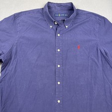 Ralph Lauren XL Mens Navy Button Up Casual Short Sleeve Red Pony Preppy