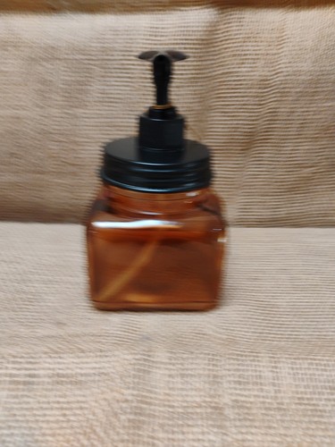 Amber Glass Square Soap Dispenser - Picture 2 of 3