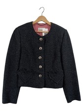 Kr&uuml;ger Feelings Trachtenjacke Damen Gr. 38 Wolle Grau Stickerei Herz