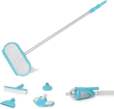 Intex Deluxe Pool Vacuum Maintenance Kit with Curved Wall Brush and Pole